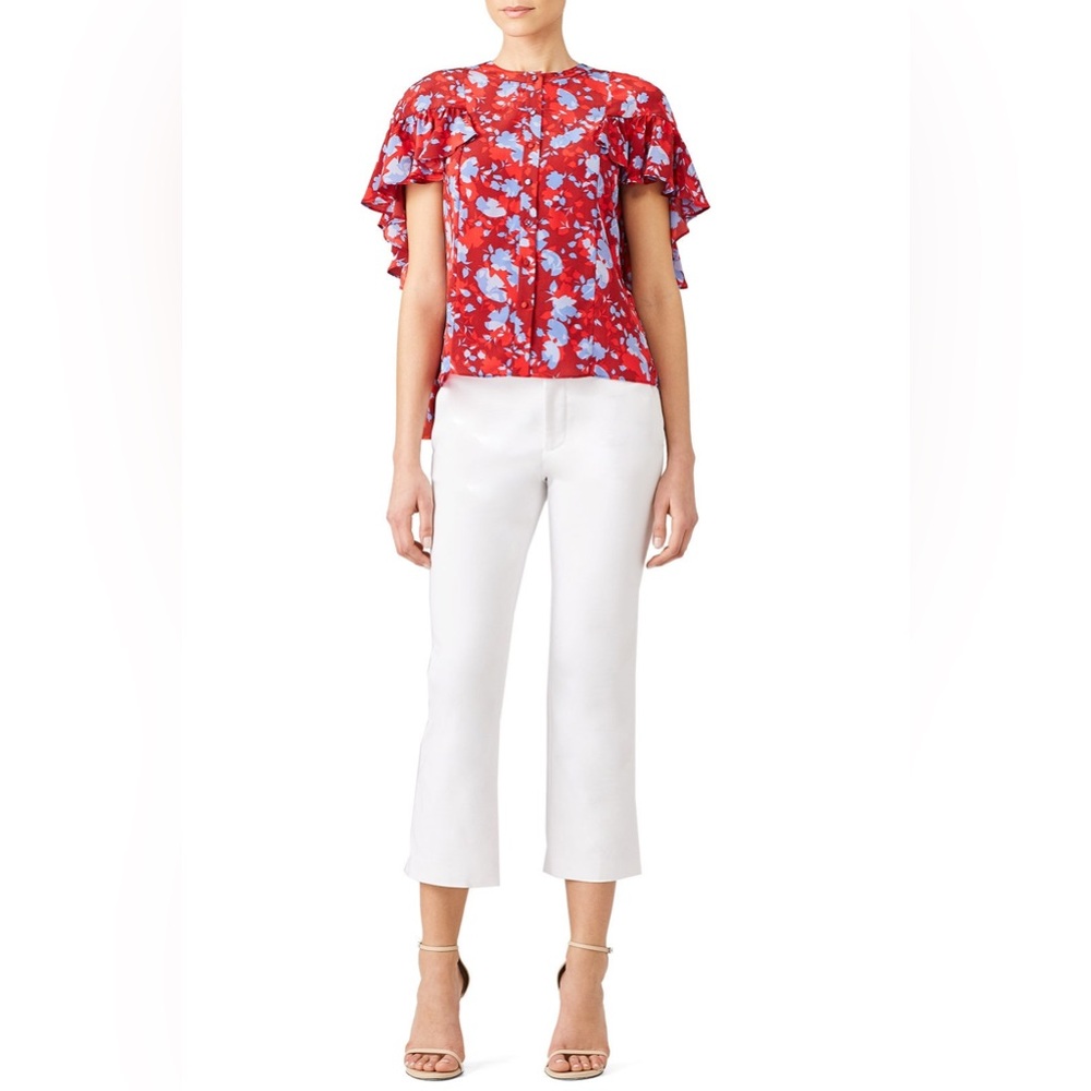 Alexis Red and Blue Silk Floral Danijela Top